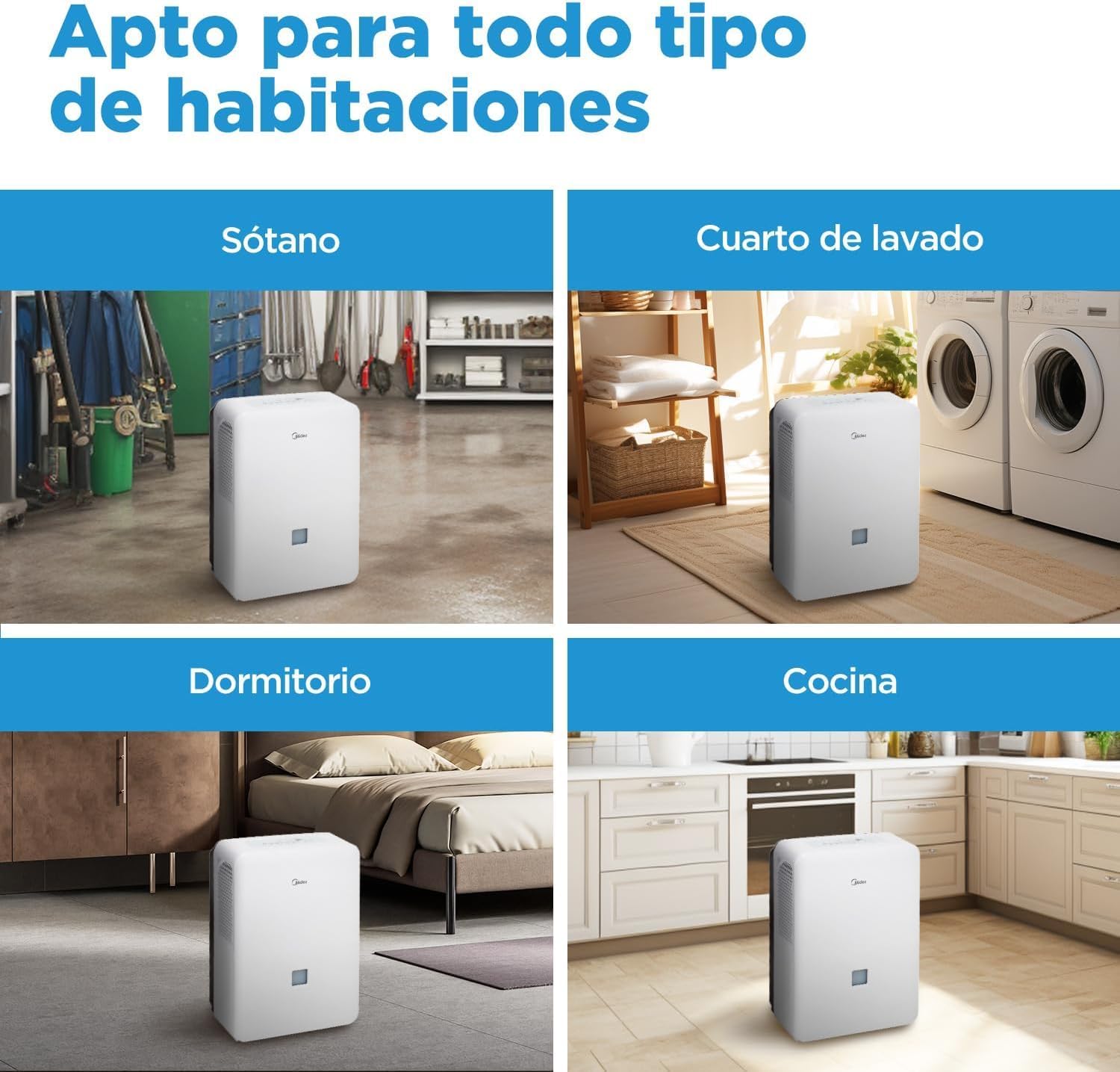 MIDEA Przemysłowy osuszacz powietrza o dużej pojemności 50 l do wilgotności wewnątrz do 112 m2 / 300 m3 - Osuszacze wilgoci duże przestrzenie z wyjmowanym zbiornikiem - demufier energooszczędny