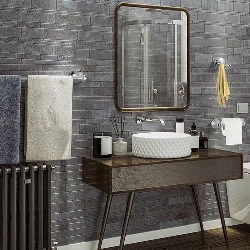 Miniatura 9 de Juego de accesorios de baño, barra de toalla extensible ajustable de cromo pulido, juego de 4 piezas de accesorios de baño duraderos de 24 pulgadas,