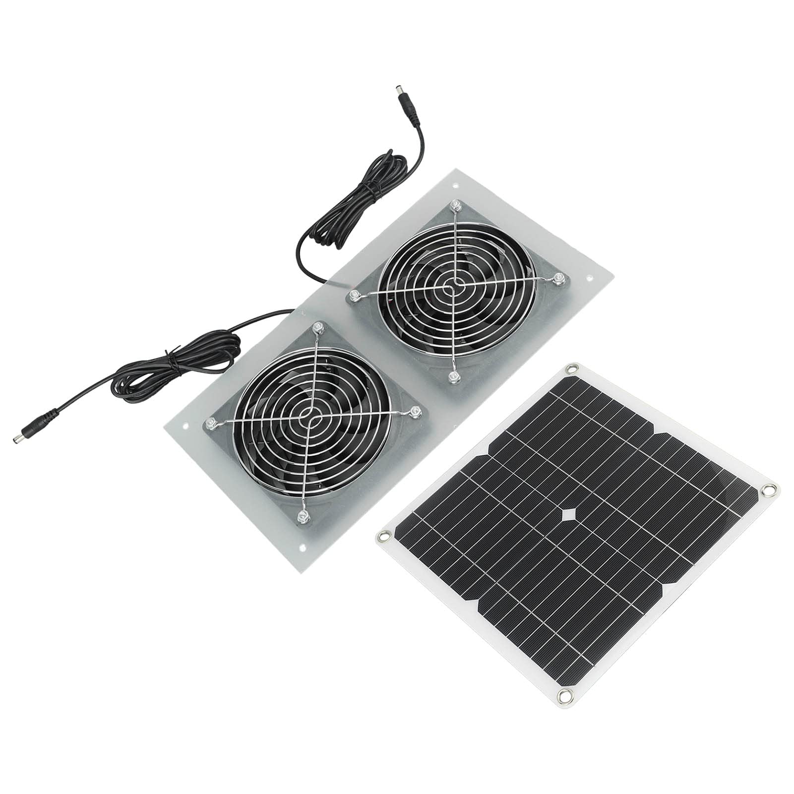 Ventilador con Panel Solar de 15W, Kits de ventiladores duales con energía Solar eficiente para gallineros, invernaderos, cobertizo, casas para mascotas, ventana