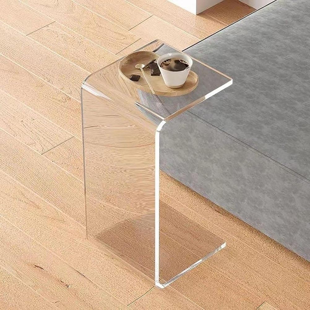 SXZenSpace U Shape Acrylic End Table, C Shaped Sofa Coffee Modern Style Multipurpose Sid, Nightstand, Side,Transparent,30 * 30 65cm