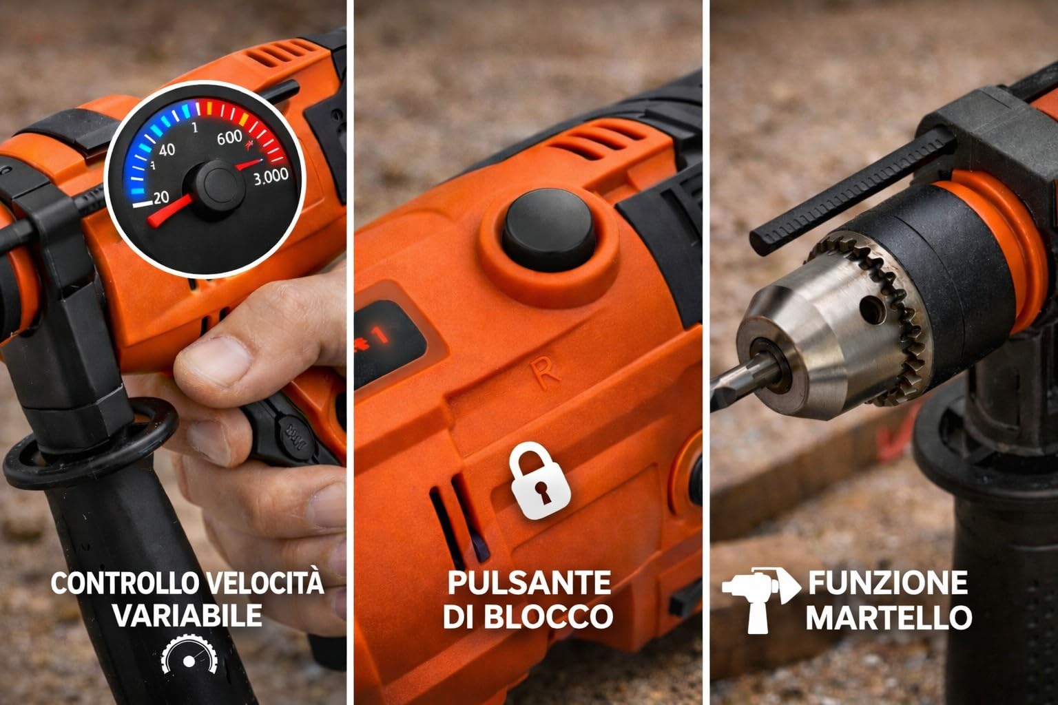 Trapano Avvitatore a Percussione 710W Trapano Elettrico Mandrino 13mm Velocità Variabile 0-3000 RPM per Legno Metallo Muratura con 150 Accessori in Valigetta