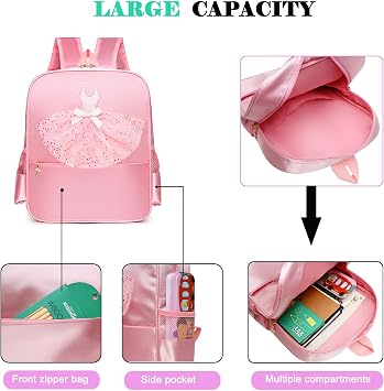 Cute Ballet Dance Backpack,Tutu Dress Dance Bag,Waterproof Bag Ballerina Duffle Bag Personalized dance bags Gym Bag.(Pink)