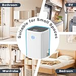 Dehumidifier,TABYIK 38OZ,Small,Quiet, Energy-Saving Dehumidifier with Auto Shut Off, for Bathrooms, Closets, and RVs