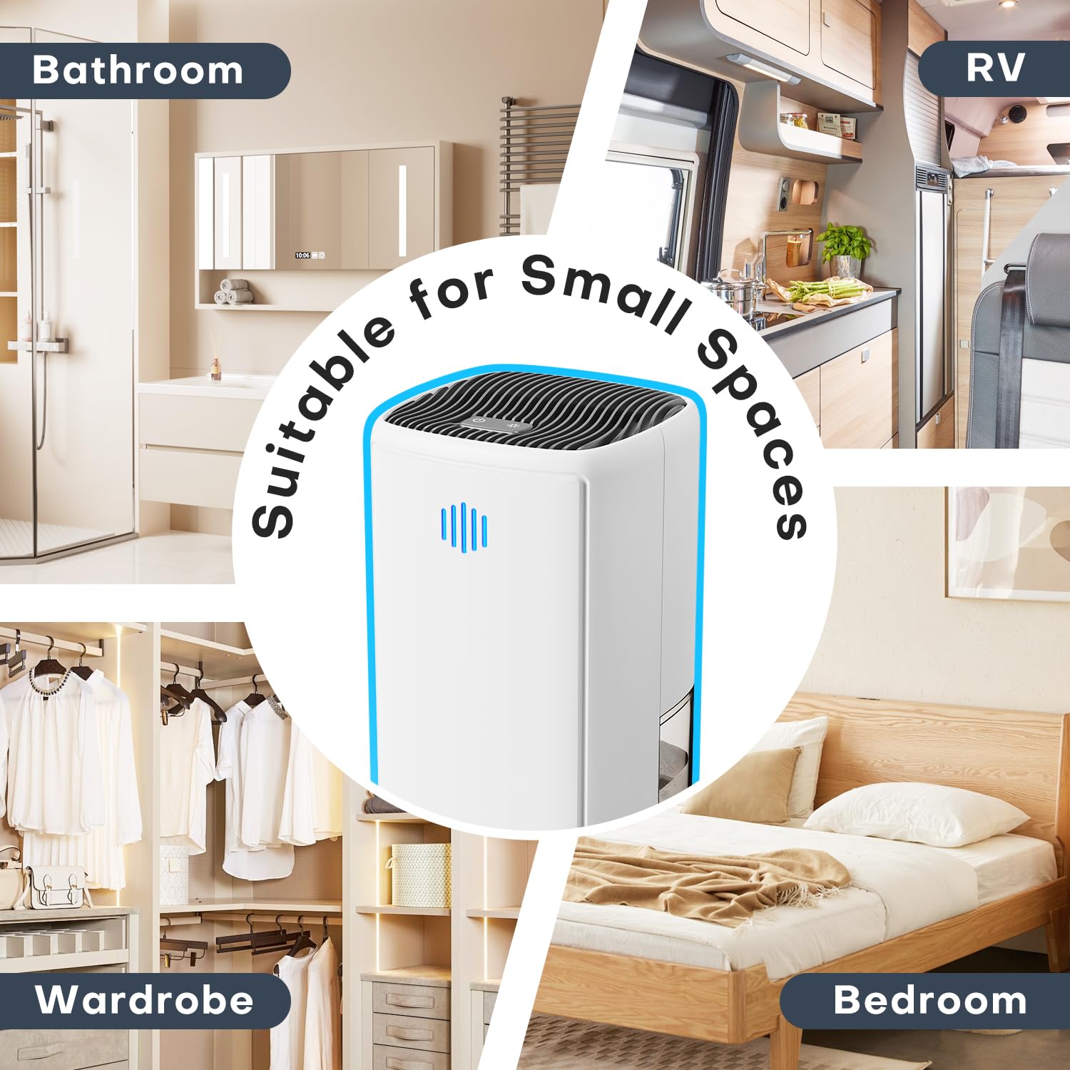 TABYIK - Deshumidificador de 38 onzas, pequeño, silencioso, ahorro de energía, con apagado automático, para baños, armarios y caravanas