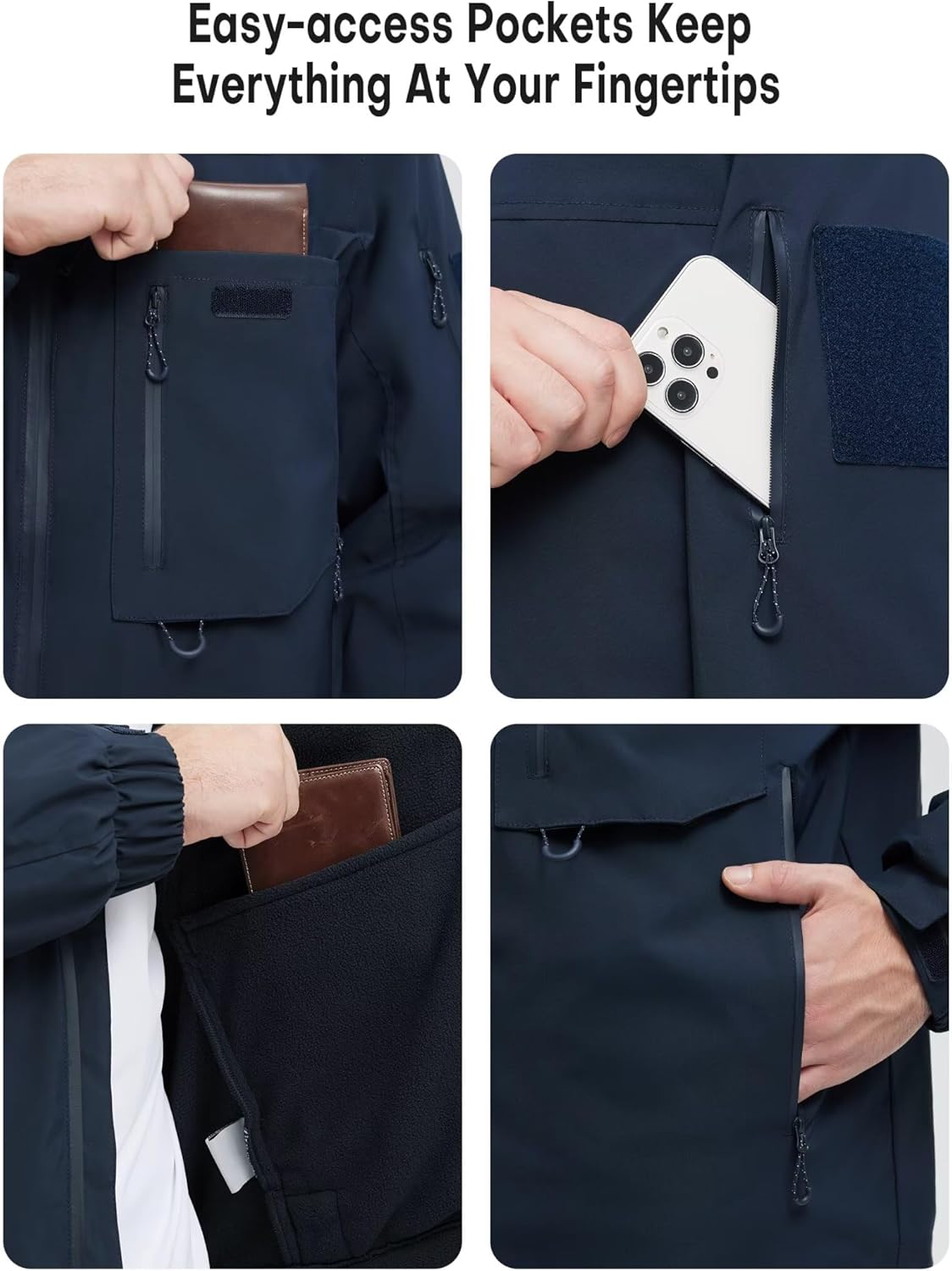 Men's 3 in 1 Waterproof Winter Ski Jackets Warm Windbreaker Snow Rain Coat Thermal Fleece Liner Hood - Image 5