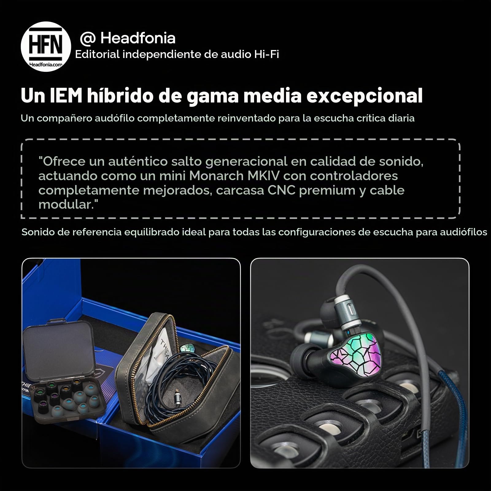 Linsoul THIEAUDIO HYPE 4 MKII 2DD + 4BA In Ear Monitor Híbrido,Auriculares IEM HiFi con Cable,Afinación Neutral y Atractiva,Audífonos Gaming de Aluminio CNC con Cable Modular de 3,5/4,4mm para Músicos