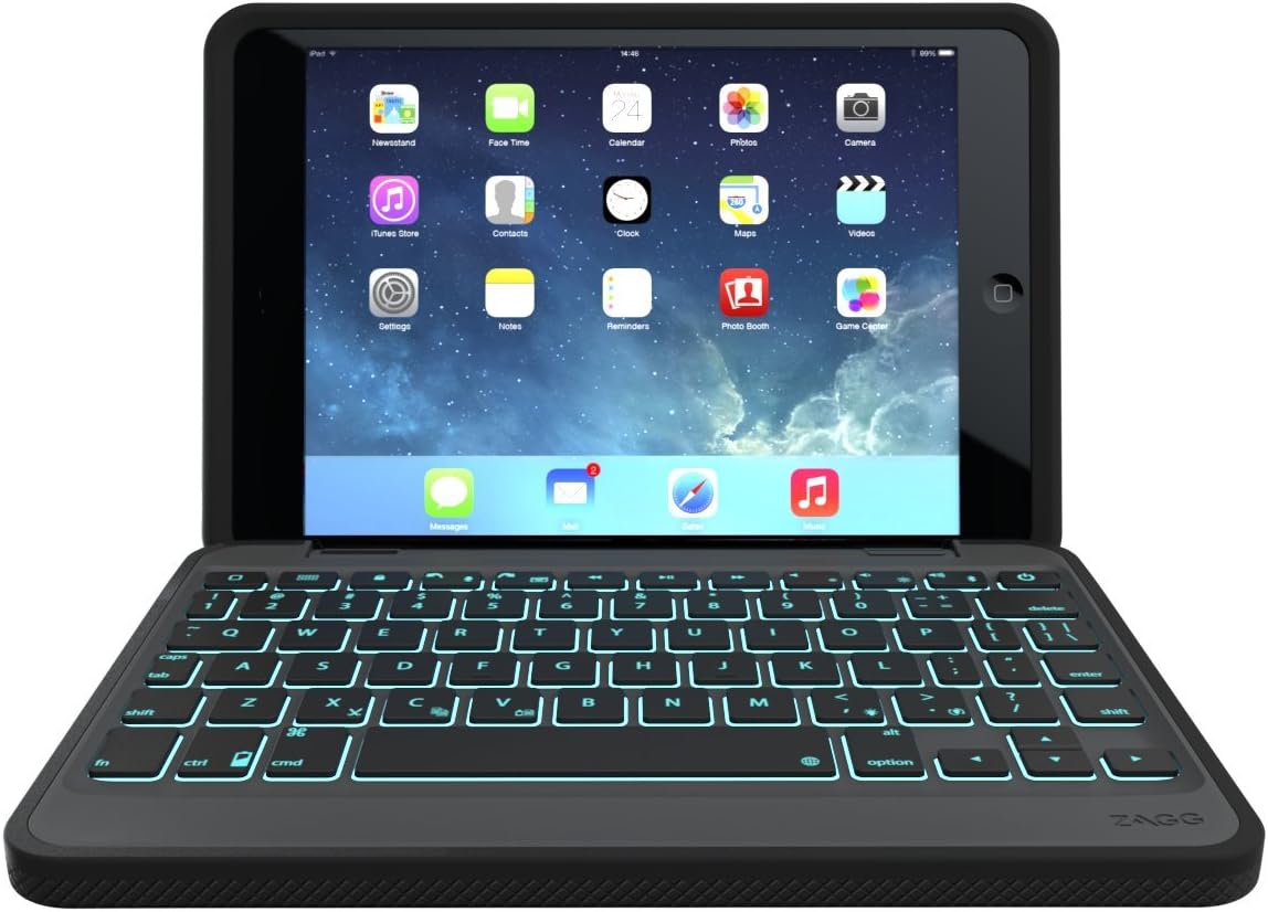 ZAGG Rugged Book Durable Case, Hinged with Detachable Backlit Keyboard for iPad Mini/ Mini 2/ Mini 3 - Black