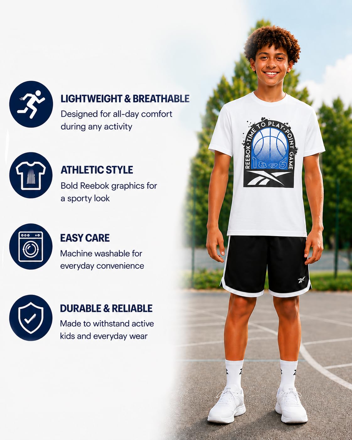 Reebok Jungen Shirts – 2er-Pack Active Performance Dry Fit T-Shirts für Jungen – Athletic Training Tops für Kinder (8–20)