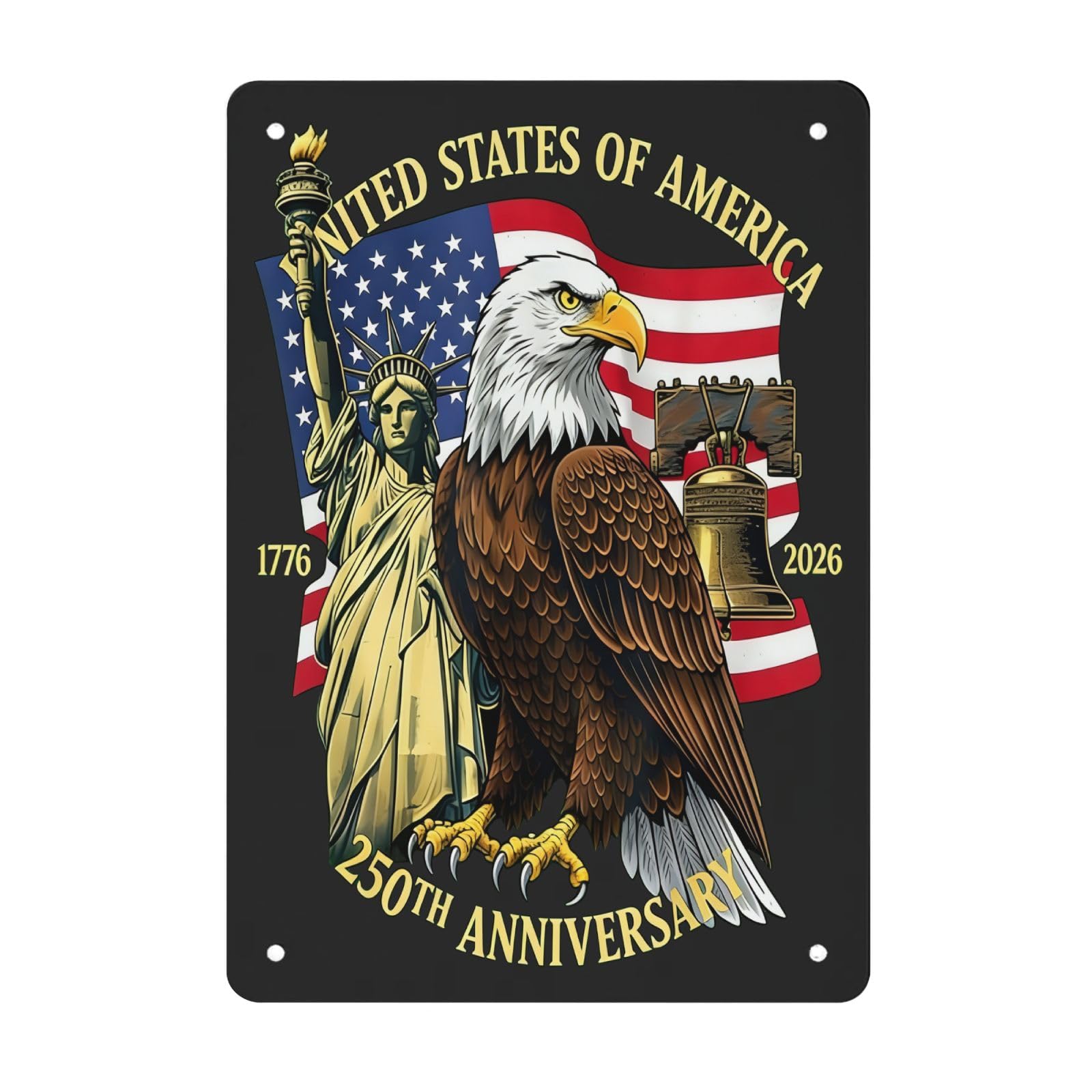 Kwqdozf As Pic United States Of America 250Th Anniversary Tin Sign Vintage Metal Aluminum
