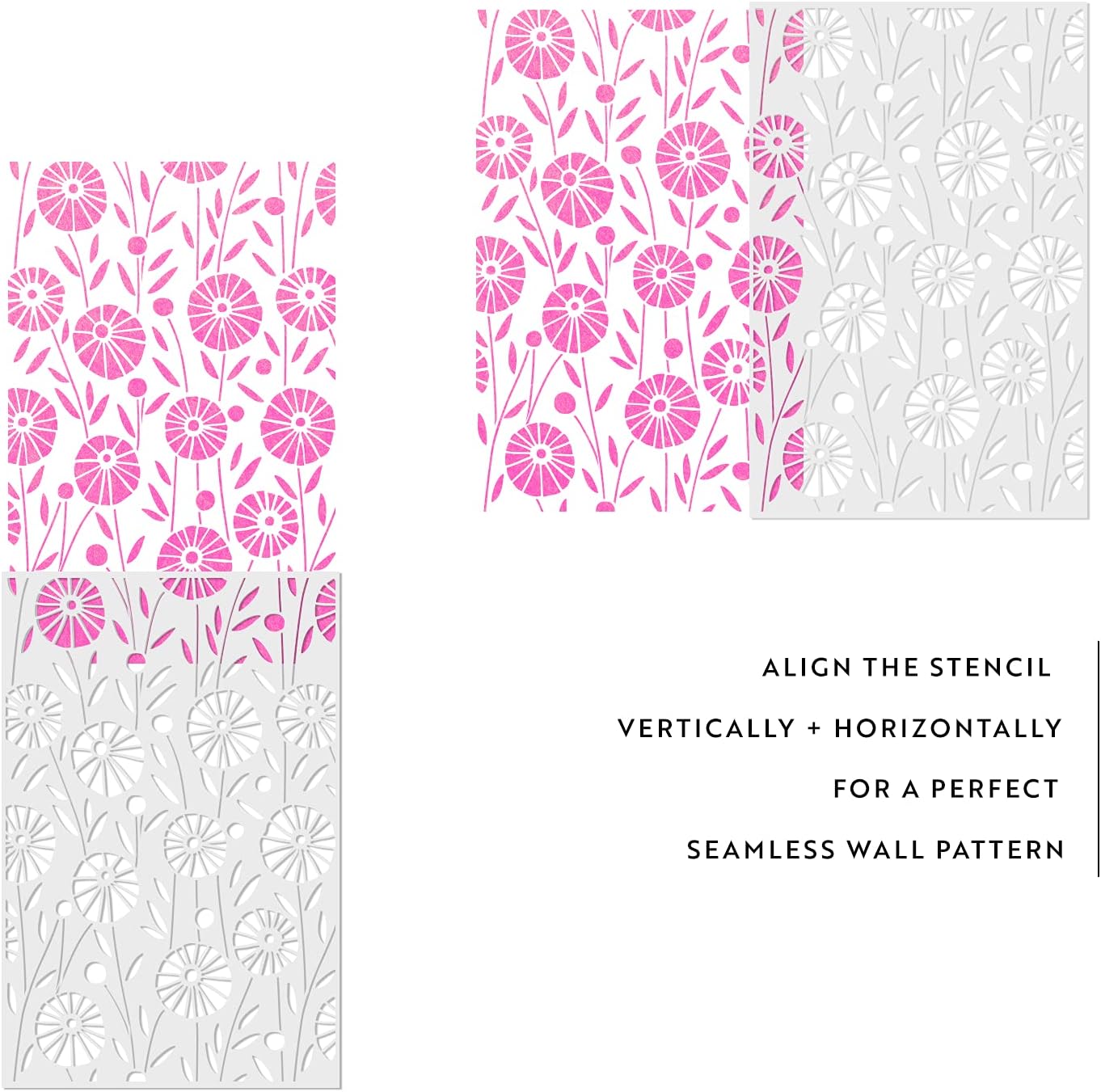 Posies Garden Pattern Wall Stencil - Add A Designer Touch to Your Home - Garden Stencil, Wall Stencil Ideas, Stencil for Walls, Large Wall Stencils