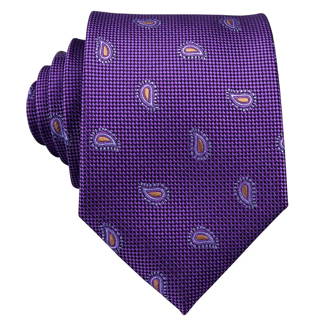 Corbata de Hombre Corbatas de Seda moradas para Hombre Conjunto de Corbata y pañuelo de Boda