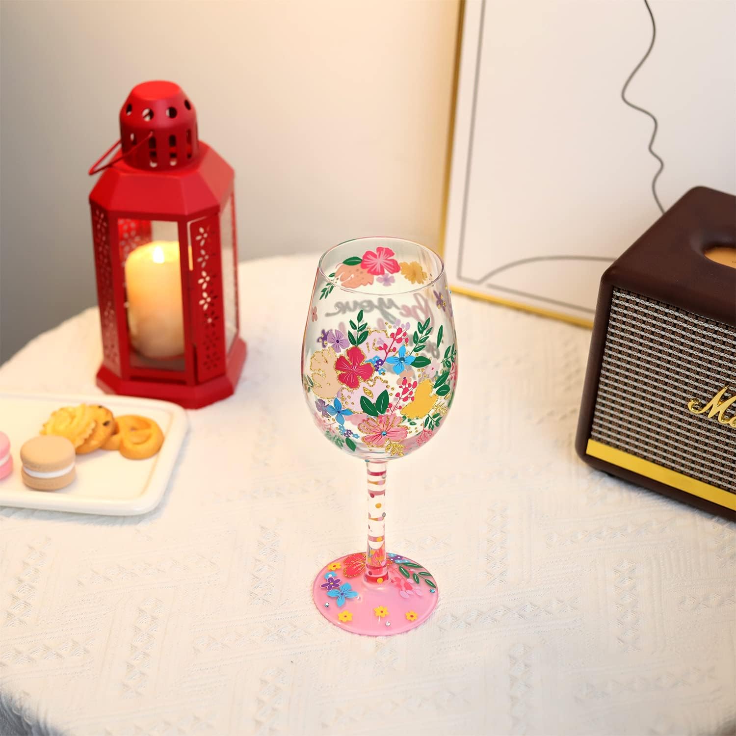 NymphFable Hand Painted Wildflowers Wine Glasses Birthday Wine Glass Birthday Gift for Women with Personalised Gift Box, 15oz - Image 4