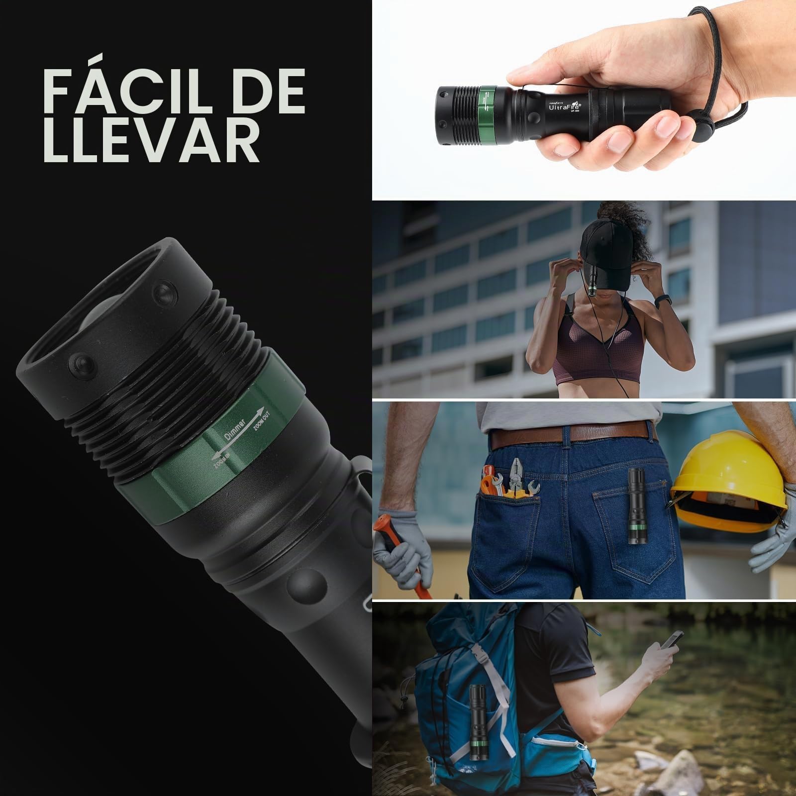 ULTRAFIRE Pack de 2 linternas LED de 11 pulgadas, 3 modos, linterna táctica, 250 lúmenes, barra de seguridad para control de tráfico, aeropuerto, conducción de coches, UF-303