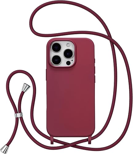 ZTOFERA Funda para iPhone 13 Pro con correa, funda cruzada para teléfono con cordón ajustable para el cuello para el hombro, silicona suave a prueba