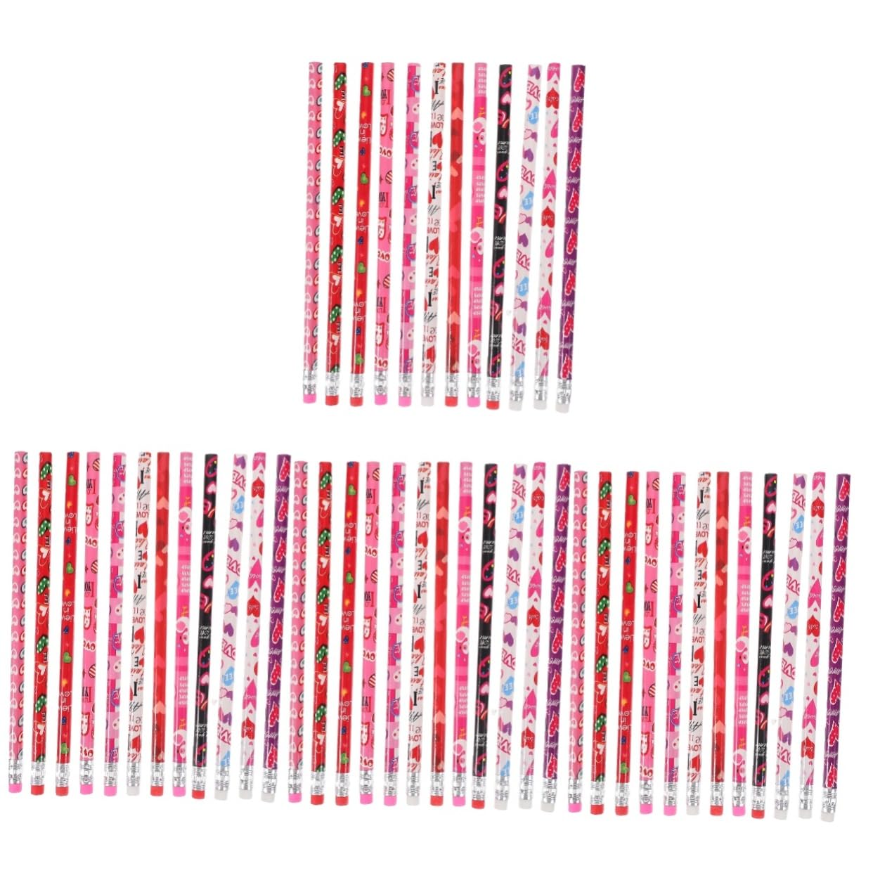 NUOBESTY 4 Ensembles Crayon Saint Valentin Crayons Pour Esquisse Crayons De Cœur Des Pastel Étui À Marqueurs À Croquis Multifonctions Stylo De Croquis La Gomme 48 Pièces * 4