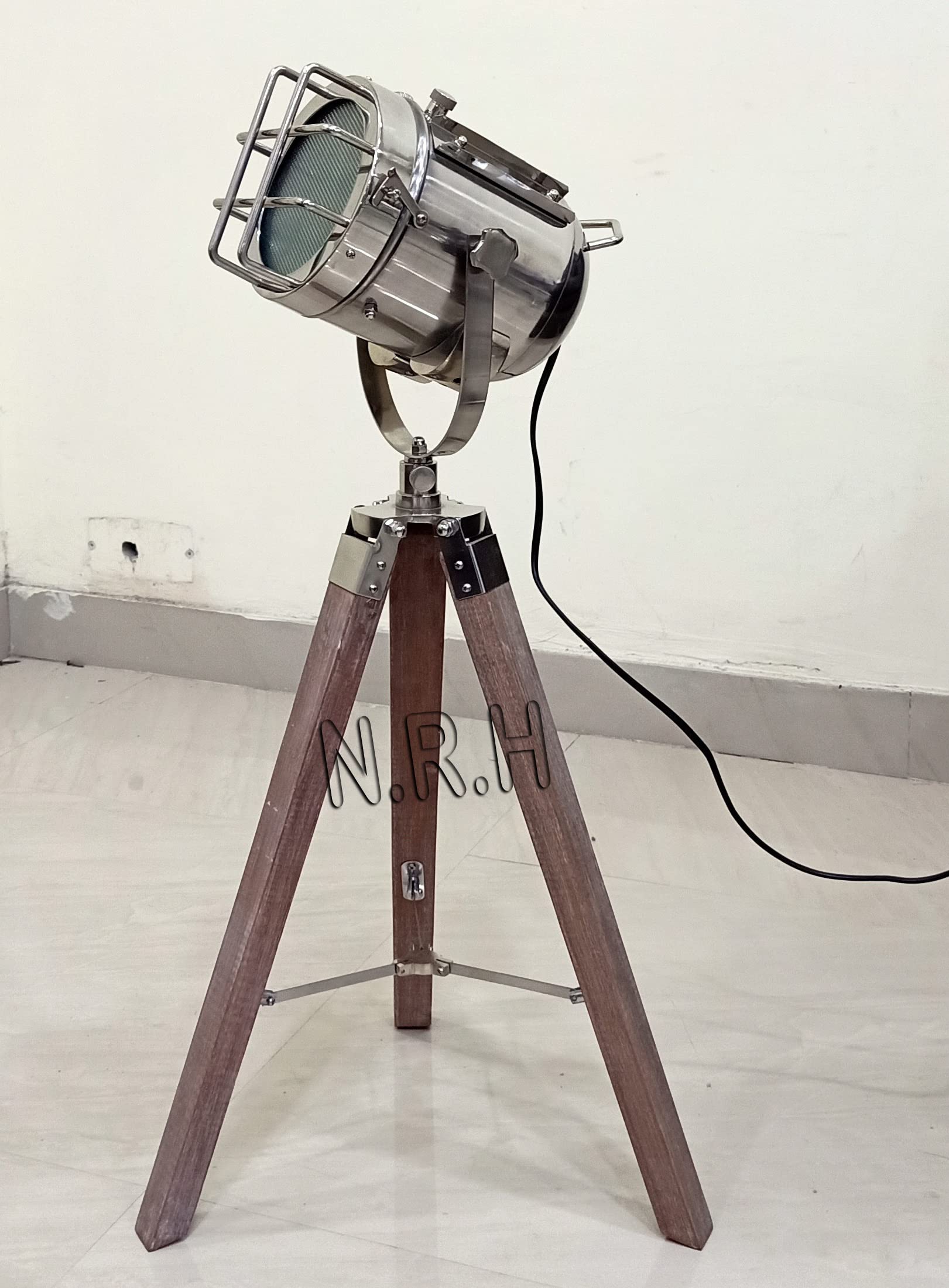 Farmhouse - Lampada da tavolo regolabile per cinema con treppiede in stile bianco antico