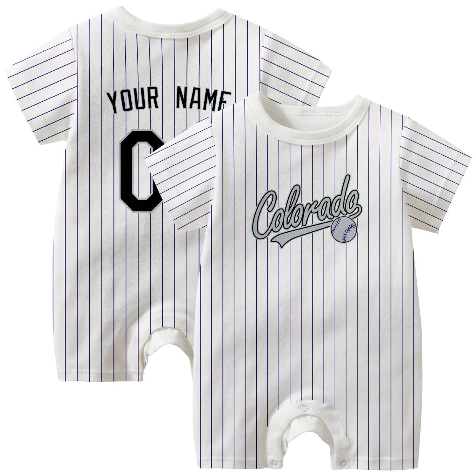 KREDE Baby Clothes Unisex White Bodysuit Rompers Custom Name Number for Baby Boys