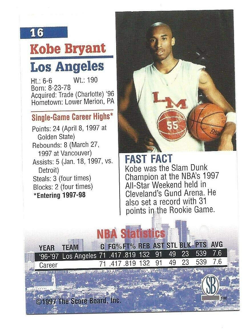 Score Board Rare Kobe Bryant 1997 Strongbox Gold Autographed