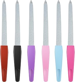 Metal Nail File Set - 6PCS Anti-Slip Handle Sword Shape - Premium Stainless Steel Nail Files for Natural Nails in Multicolored