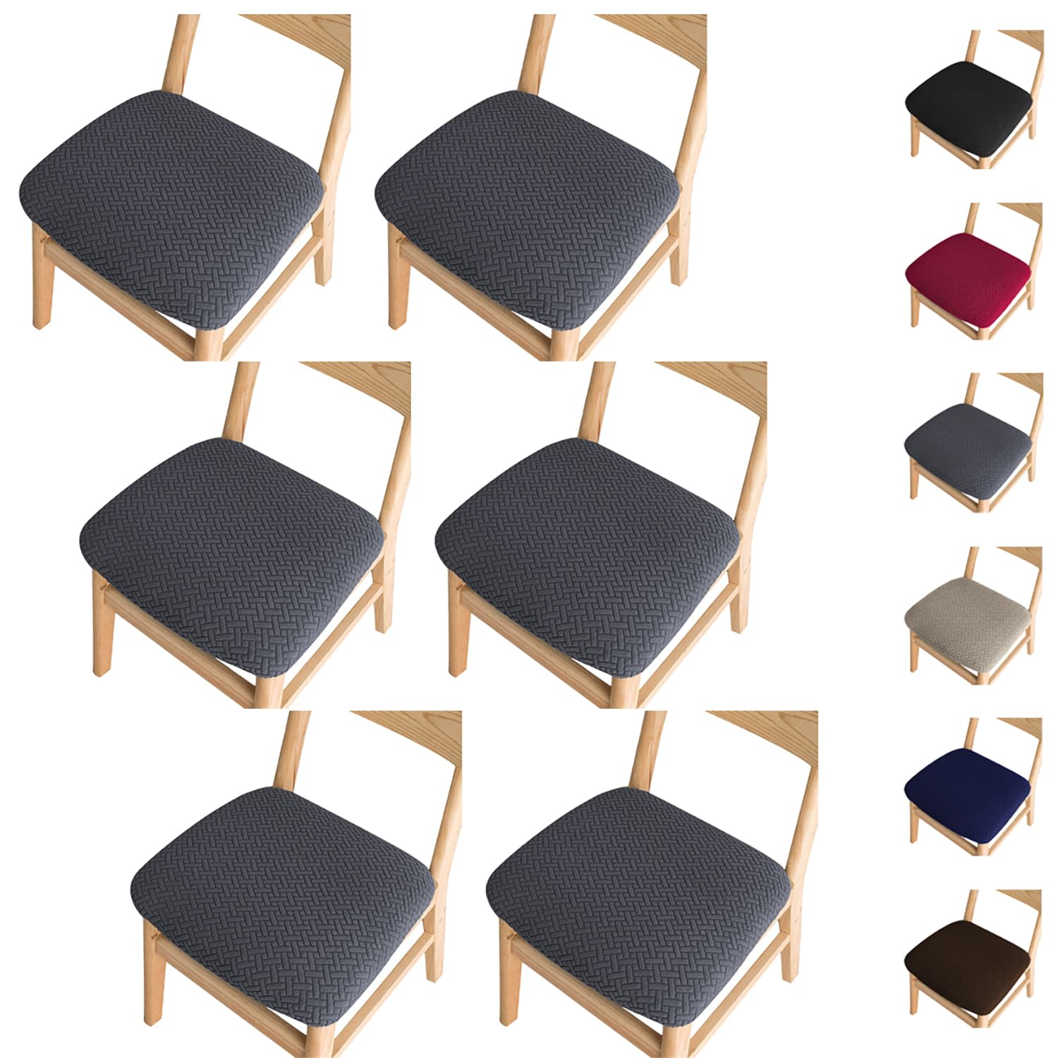 Housses de chaise extensibles jacquard gris lot de 6