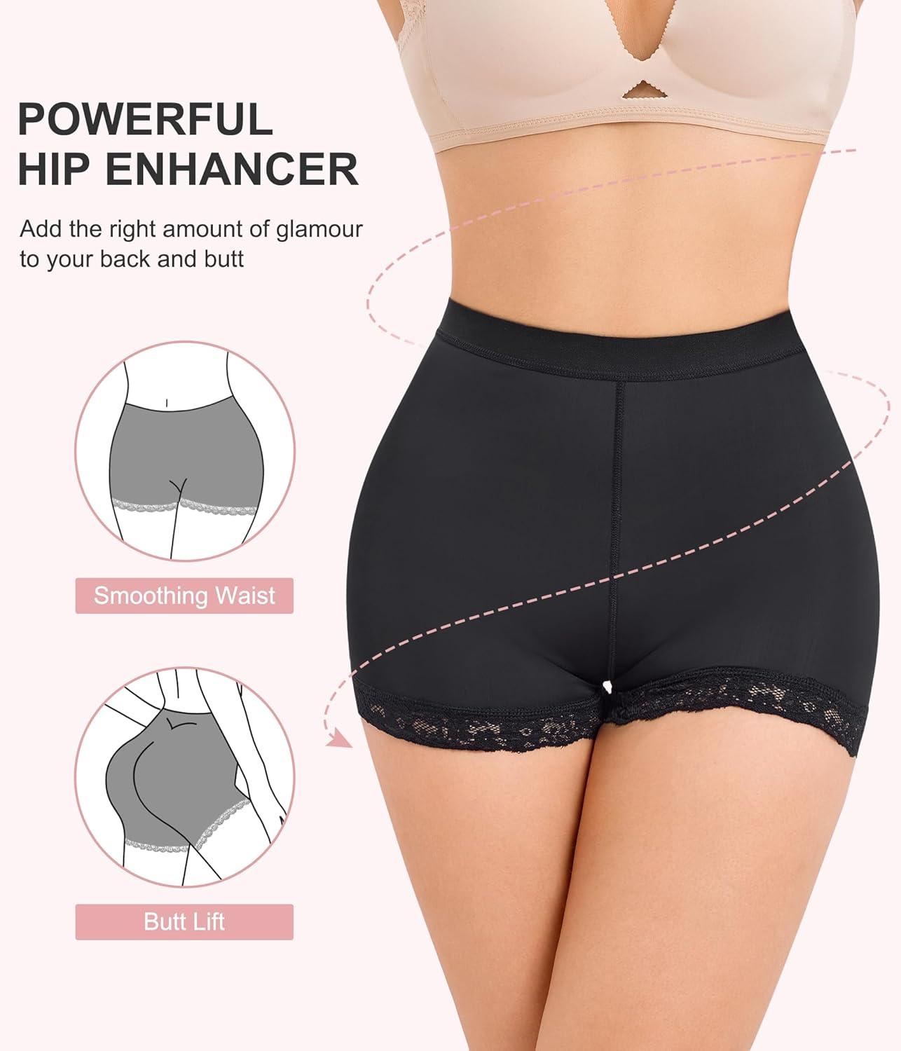 AOSBOEI Boyshort Underwear for Women Butt lifting Shapewear Tummy Control Panties Lace Under Slip Shorts for Dress - Image 2