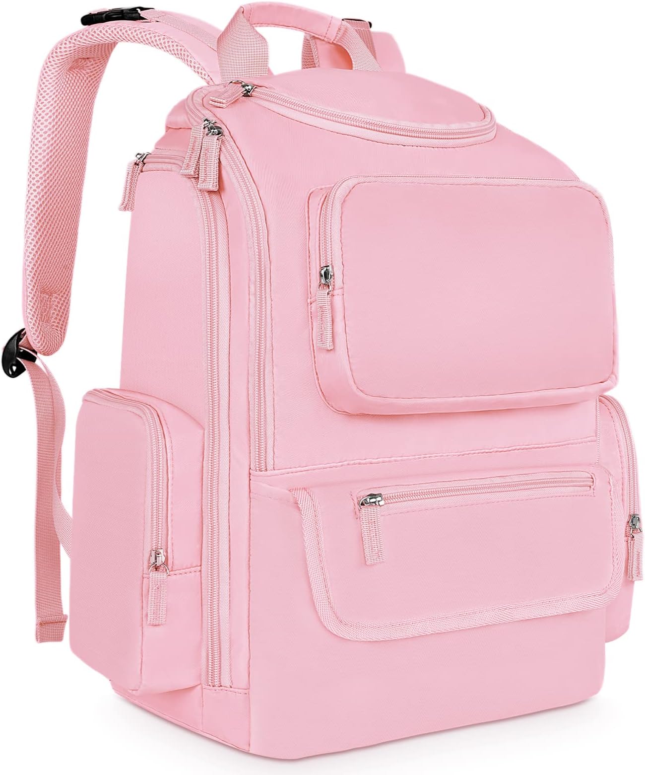 Mancro Diaper Bag Backpack, Large Multifunction Baby Backpack for Travel with Stroller Strap and 2 Insulated Pockets, Diaper Baby Bag for Mom, Pink