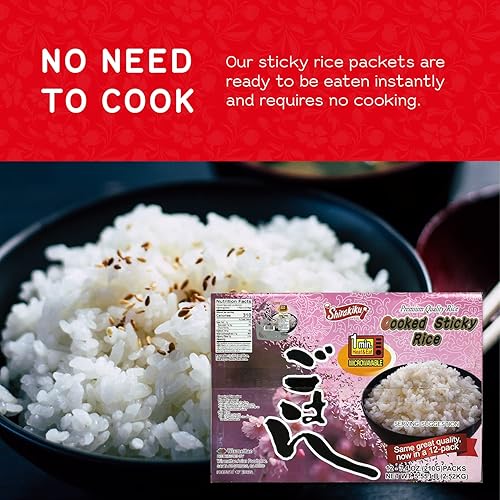 Miniatura 6 de Shirakiku Granos secos y arroz  Arroz blanco pegajoso japonés de grano corto  Arroz de sushi cocido listo para comer de calidad premium, apto para