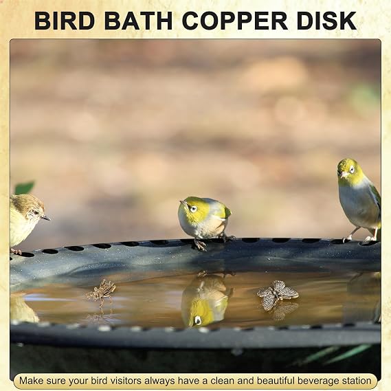 M METERXITY 3-Pack Bird Bath Copper Disk, Mini Bird Bath Copper Ornaments for Outdoor Birdbaths/Bowl Decor [Butterfly]