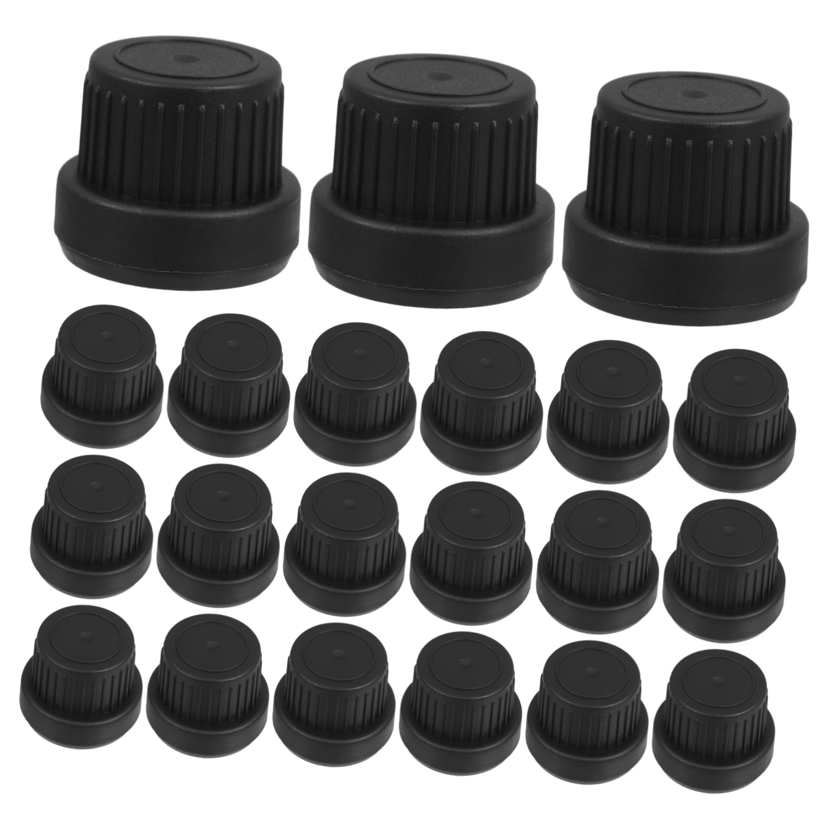 30 Stück Ersatzverschluss für Öle 18mm Gewinde Verschlusskappe aus Pp Wiederverwendbar und Praktisch Passend für 5-100ml Flaschen Schwarz für Ätherische Öle und Parfümflaschen