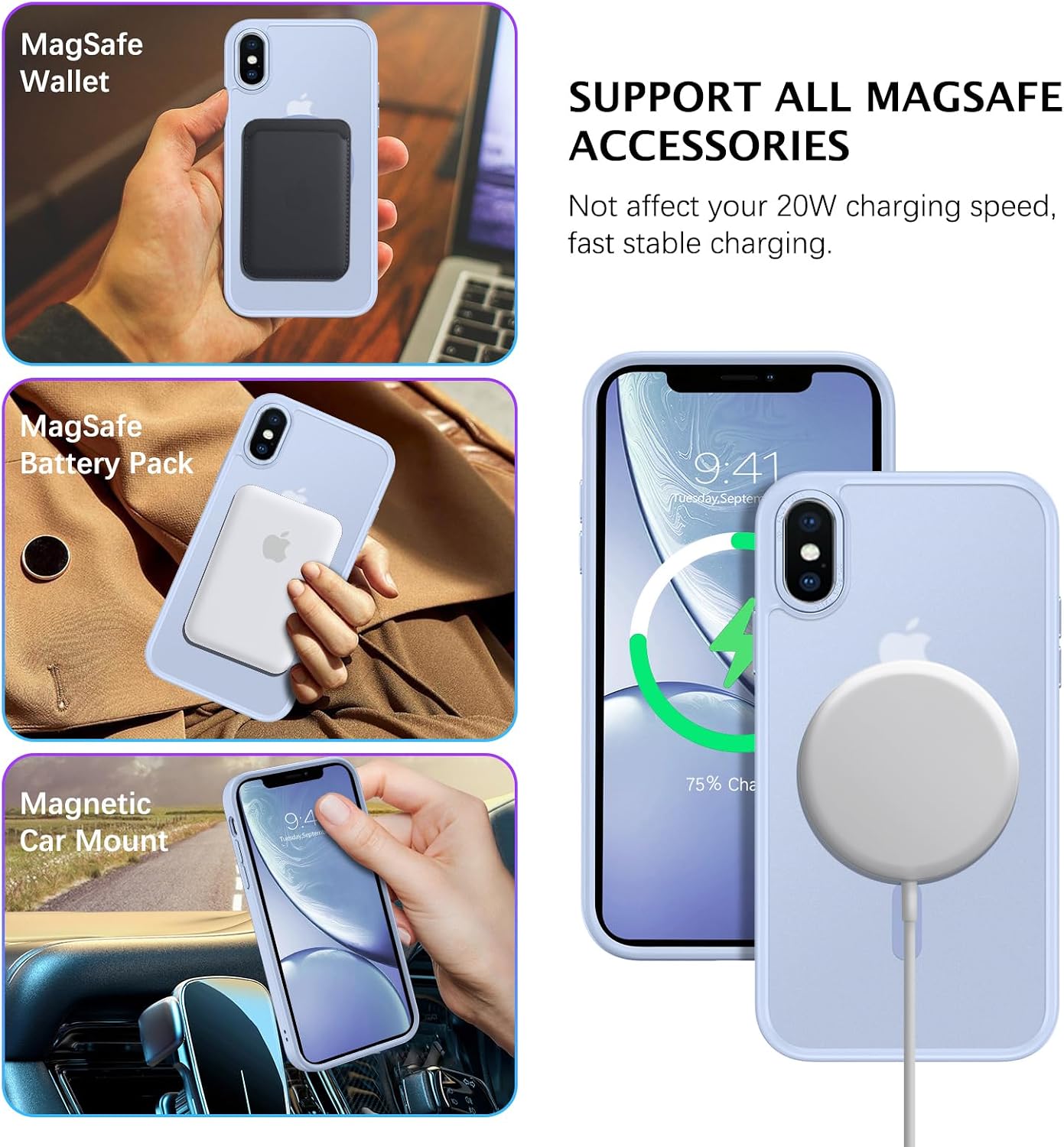Telaso for iPhone X Case, iPhone Xs Phone Case Compatible with Magsafe Wireless Charging Translucent Matte Back Slim Shockproof Anti-Scratch Anti-Yellow Protective Magnetic iPhone X/XS Case, Blue
