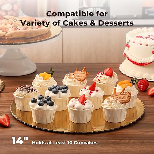 Miniatura 43 de Fit Meal Prep Paquete de 20 tablas para tartas, círculos redondos dorados de 6 pulgadas, círculos de pizza desechables, soporte de base para postres