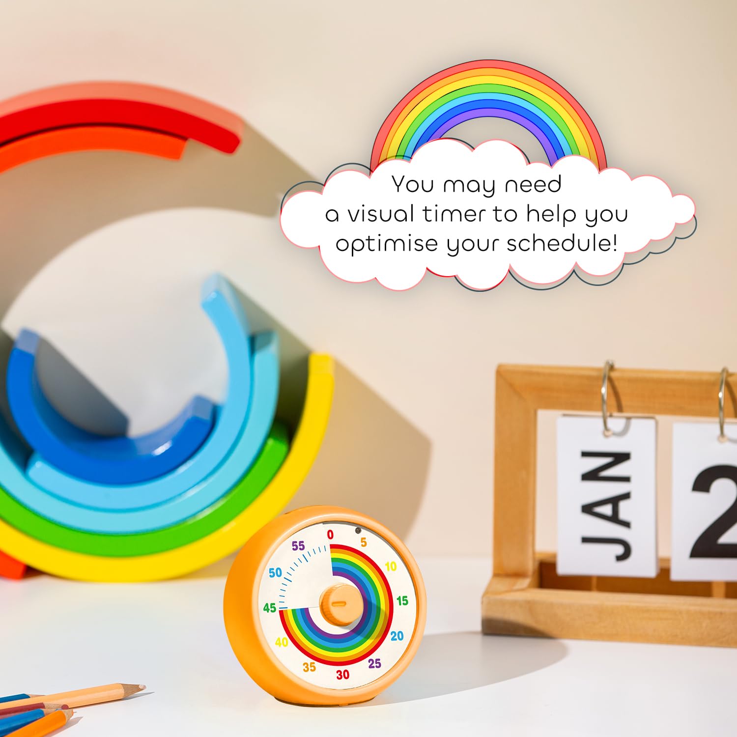 Visual Timer for Kids 60-Minute Countdown for Classroom Office Kitchen Desk Timer Kids Time Management Tools with Silent Operation - Image 2