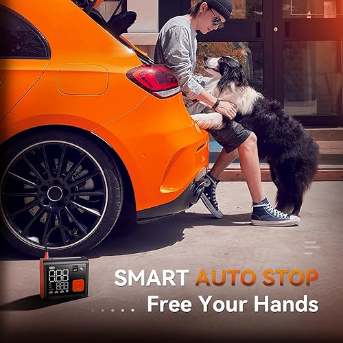 Miniatura 6 de Inflador de neumáticos, compresor de aire portátil, inflador de neumáticos portátil 3 veces más rápido, bomba de aire portátil de modo de potencia