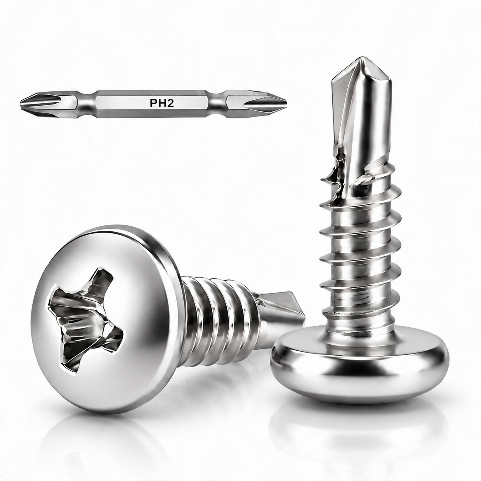 100Pcs M4.2 x 16mm Self Tapping Screws for Metal, Self Drilling Screws
