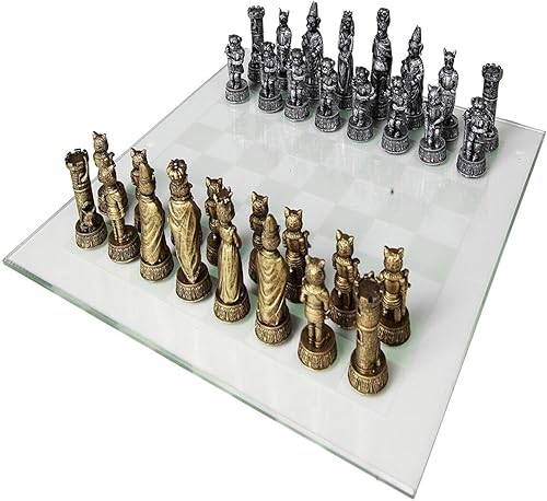 Miniatura 2 de Cats Versus Dogs - Juego de ajedrez de 3.5 pulgadas de alto, pintado a mano con tablero de vidrio