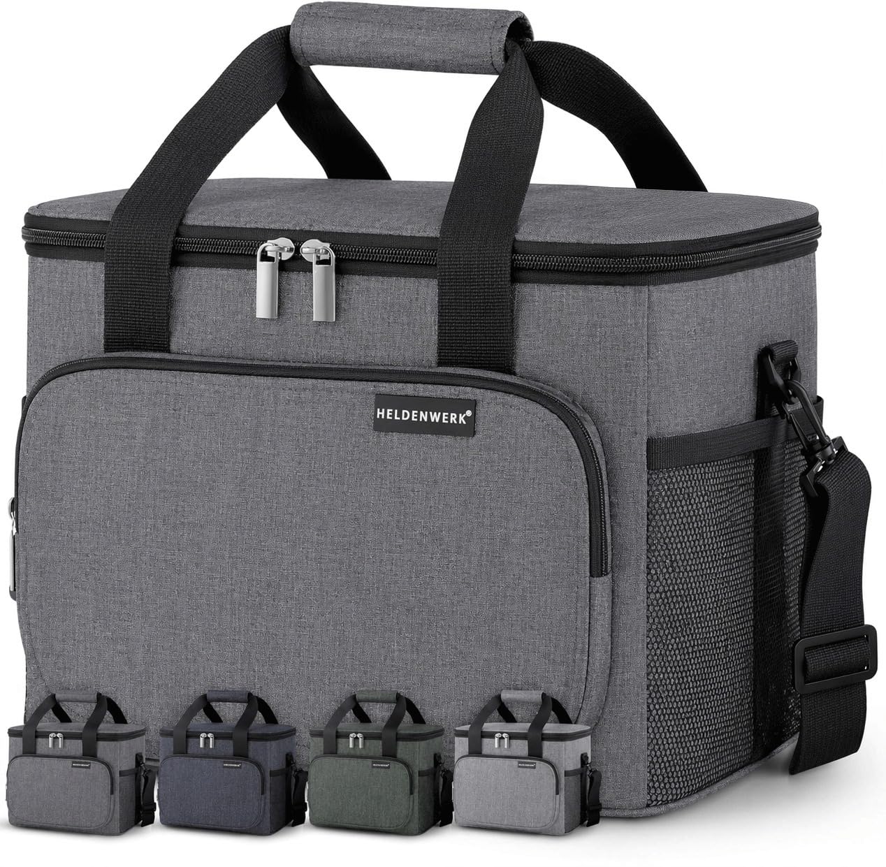 HELDENWERK® Kühltasche groß faltbar – 12h Kühlleistung – Thermotasche auslaufsicher & wasserdicht – Kühlbox, Picknicktasche, Lunchtasche, Isoliertasche mit 6 Fächern & verstärktem Boden