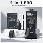 Llano 5-in-1 Kit de nettoyage d'objectifs pour caméra avec stylo de nettoyage, Air Blower, Nano-fibre de nettoyage, Lens Cleaner Wipes, Kit de nettoyage multifonctionnel pour ordinateur MacBook iPhone caméra