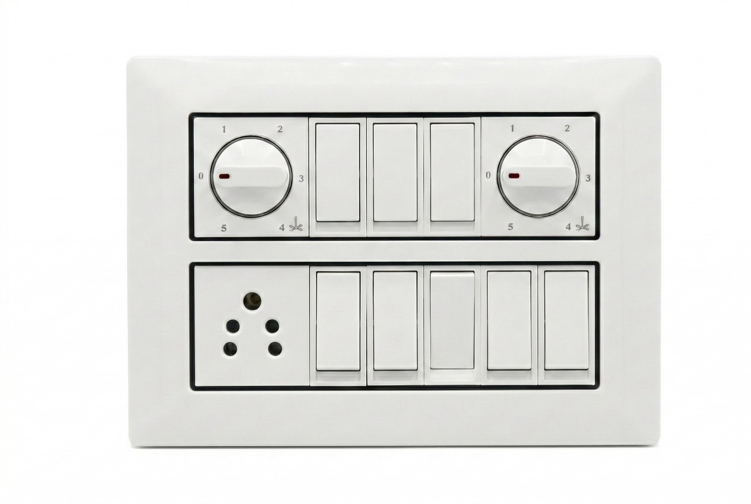 Surface Mount Switch Board with 8 Anchor/CONA Switches, 2 Fan Regulators, 1 Socket, White, PVC-image-19