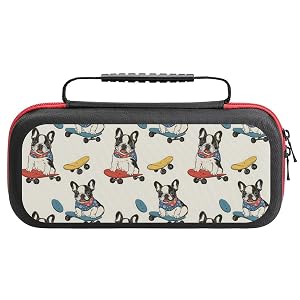 Nevjipu Compatible with Nintendo Switch Case - Travel Cute Skateboard Dog Print Carrying Case Compatible with Switch Oled