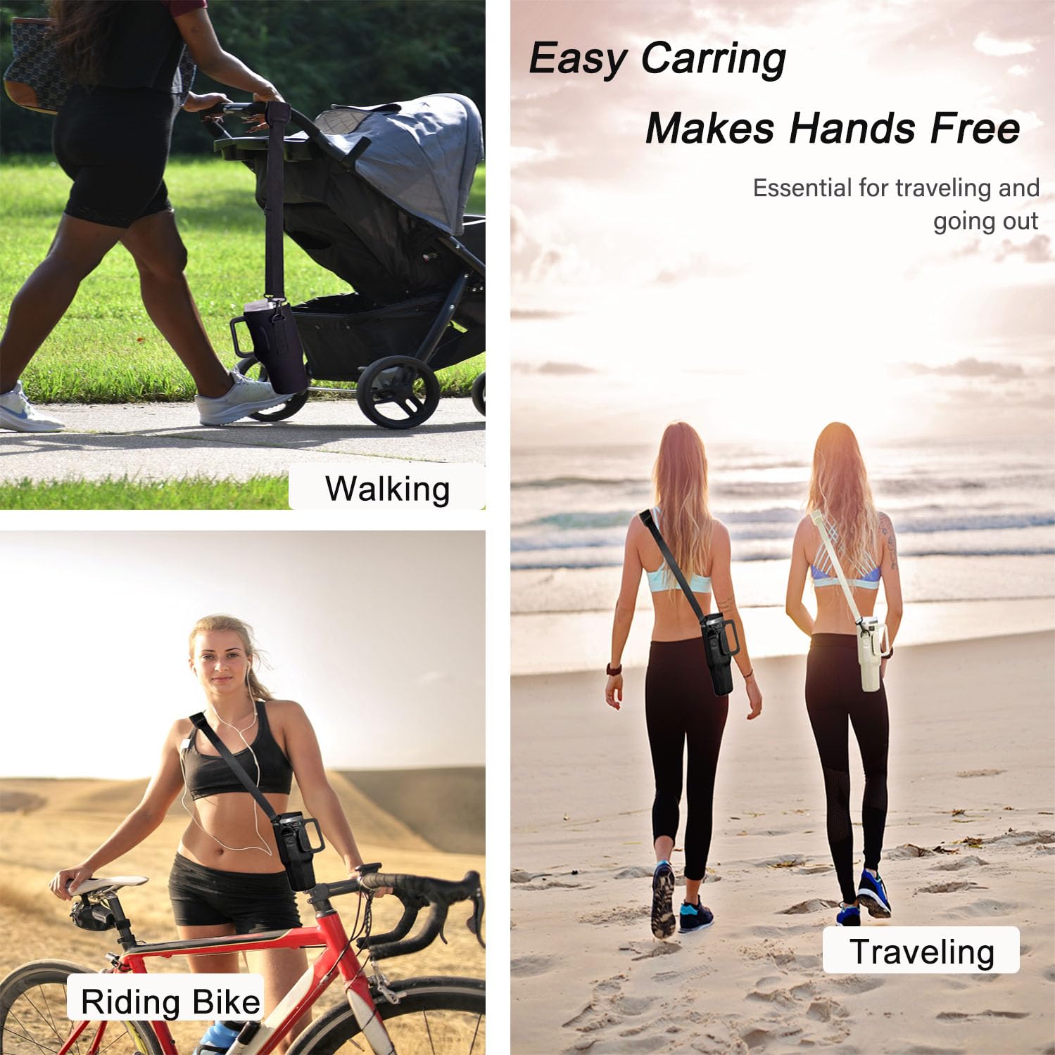 Bolsa De Transporte Para Botella De Agua Para Vaso Stanley De 40 Onzas Con Asa, Soporte Para Botella De Agua Con Correa Ajustable Para El Hombro Y Correa De Transporte Para