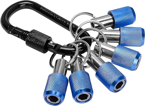 LUEXBOX 1/4 Inch Bit Holder Keychain, Hex Screwdriver Bits Holder Extension Bar, Quick Change Screw Bit Holder for Most Electric, Hand-held Screwdrivers and Drill Bits B Blue 6pack