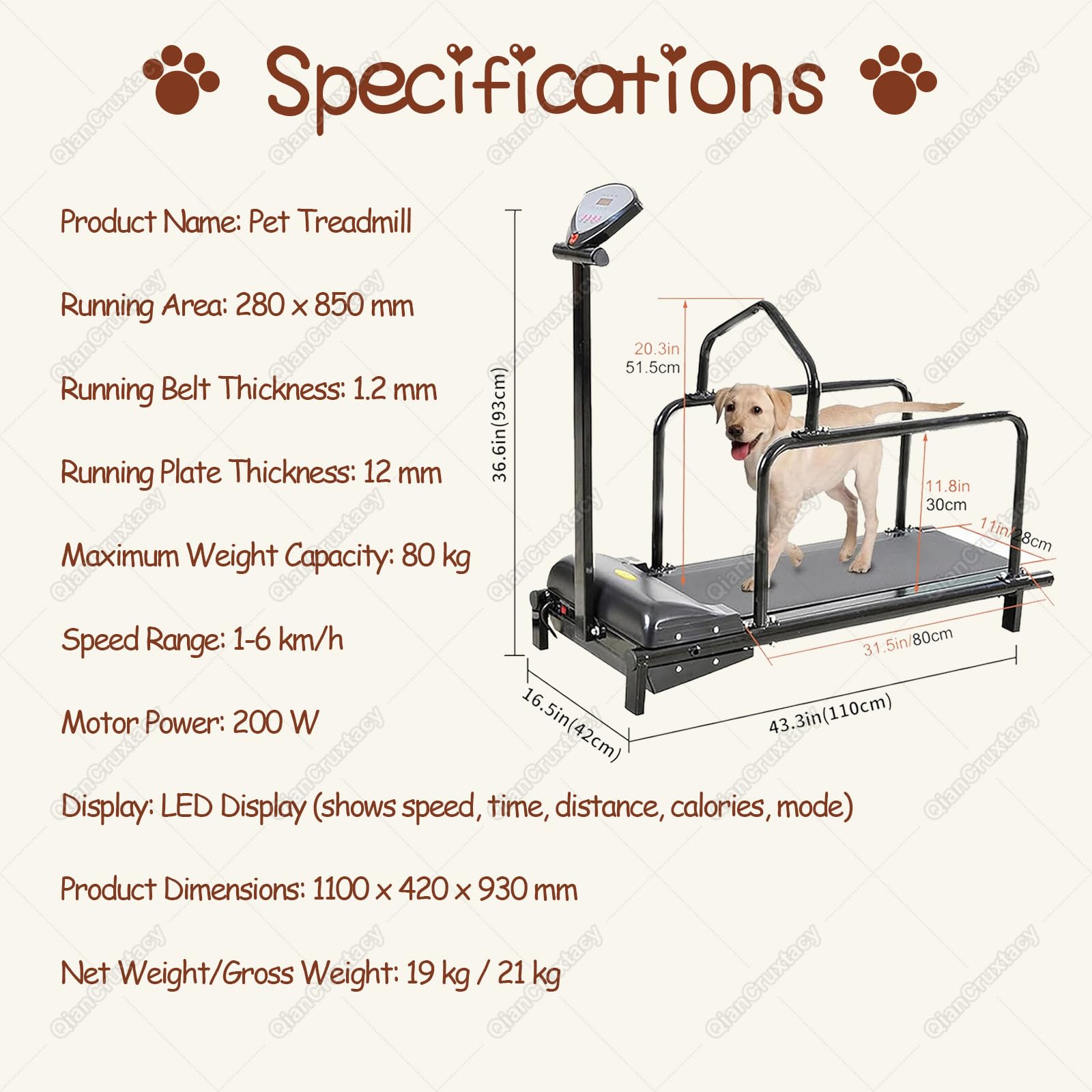 Máquina de Entrenamiento para Perros con Pantalla LCD, Cinta de Correr para Uso Doméstico, Funcionamiento Silencioso, Capacidad Máxima 175 lbs, para Mascotas Activas