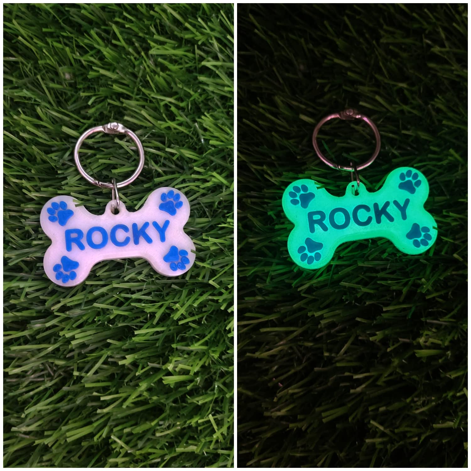 Colorful Glow in The Dark Pets Name Tags for Dogs and Cats (Customizable Names) (Blue - Glow in Dark) (B09Y9F1LF6) Amazon Price History, Amazon Price Tracker