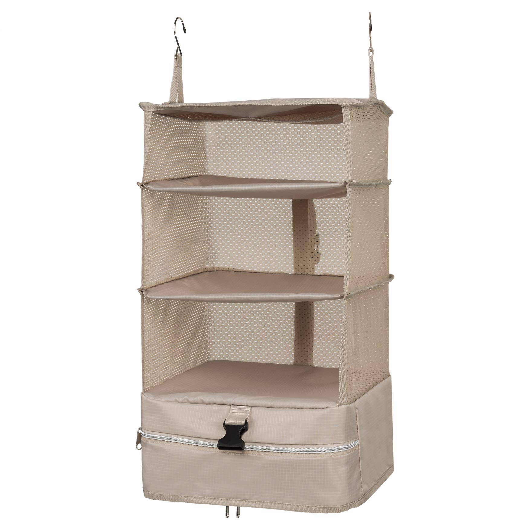 TABITORA(タビトラ)収納ボックス 吊り下げ インナーバッグ 衣類ラック 収納 旅行 出張 クローゼット 省スペース 大容量 衣装ケース 4段 オーガナイザー ベージュ L