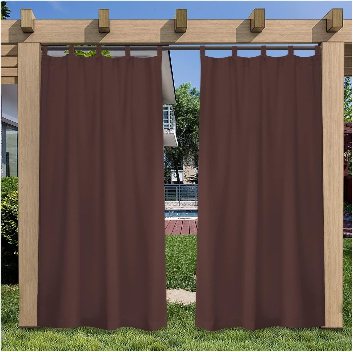 Waterproof Patio Curtains Blackout Curtains for Indoor and Outdoor Use，100% Polyester Bathroom Curtains Dressing Room Bedroom Balcony Terrace(No. 1,132x244cm/52x96in)