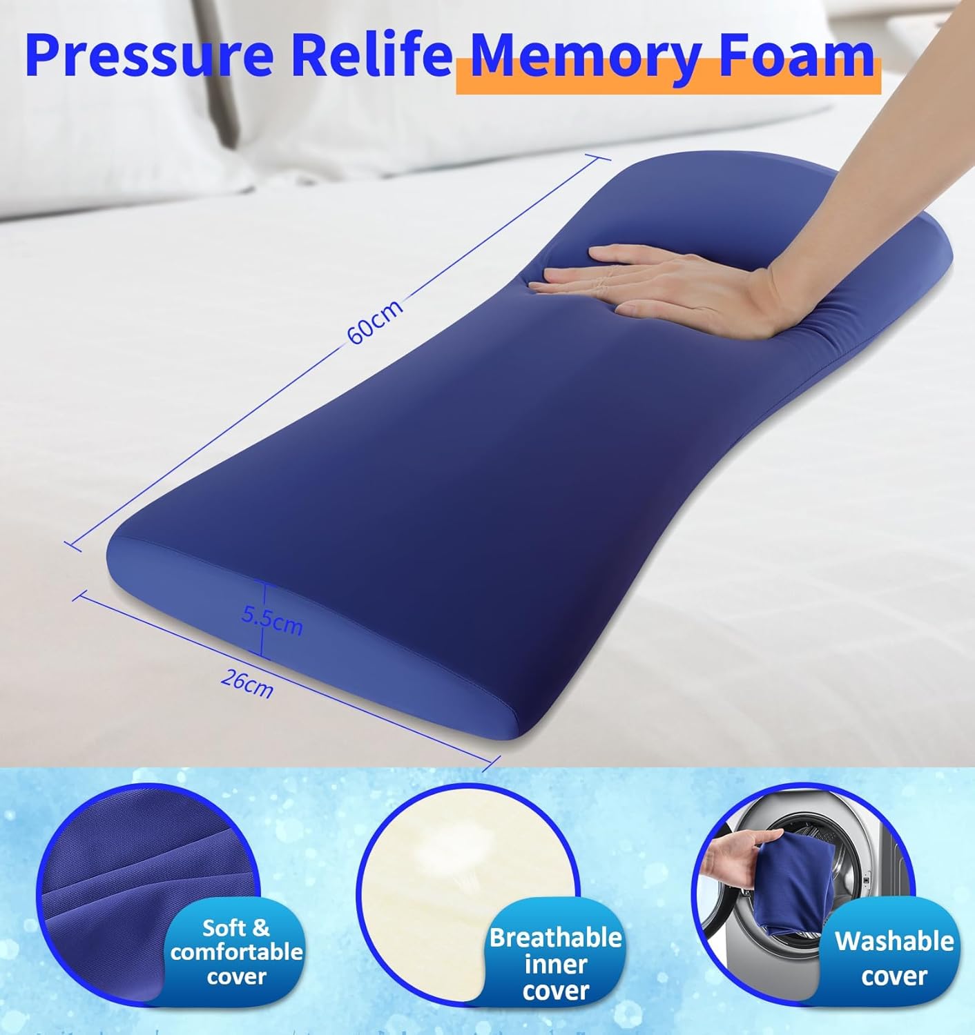 Futon Mattresses Lumbar Support Pillow for Bed Relief Back Pain: Lower Back Pillow for Sleeping - Memory Foam Waist Pillow - Bolster Pillow for Side, Back&Stomach Sleepers - Bed Rest Pillow - Image 2