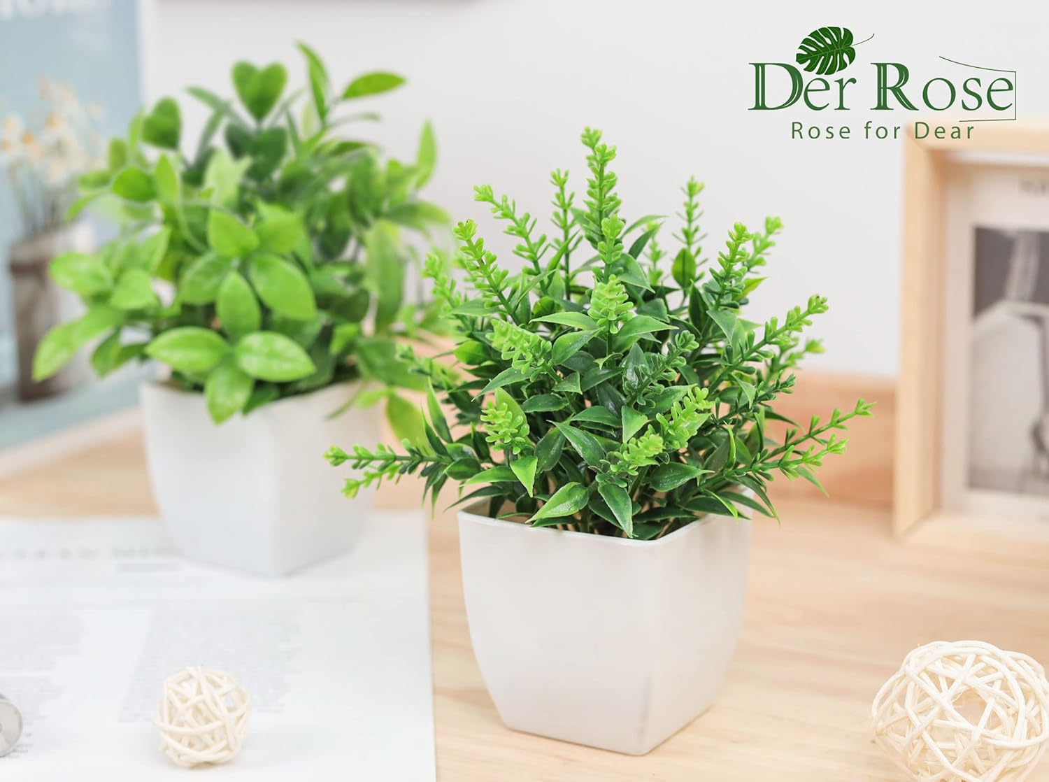 Der Rose Bundle of 3 Pack Succulents Plants and 2 Pack Fake Plants for Bathroom Bedroom Home Room Decor Aesthetic Indoor