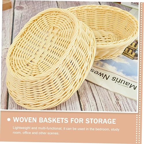 Miniatura 3 de CHILDWEET Elegante cesta de joyería de ratán cesta de almacenamiento tapa para despensa aperitivos y artículos de tocador cestas tejidas para cocina