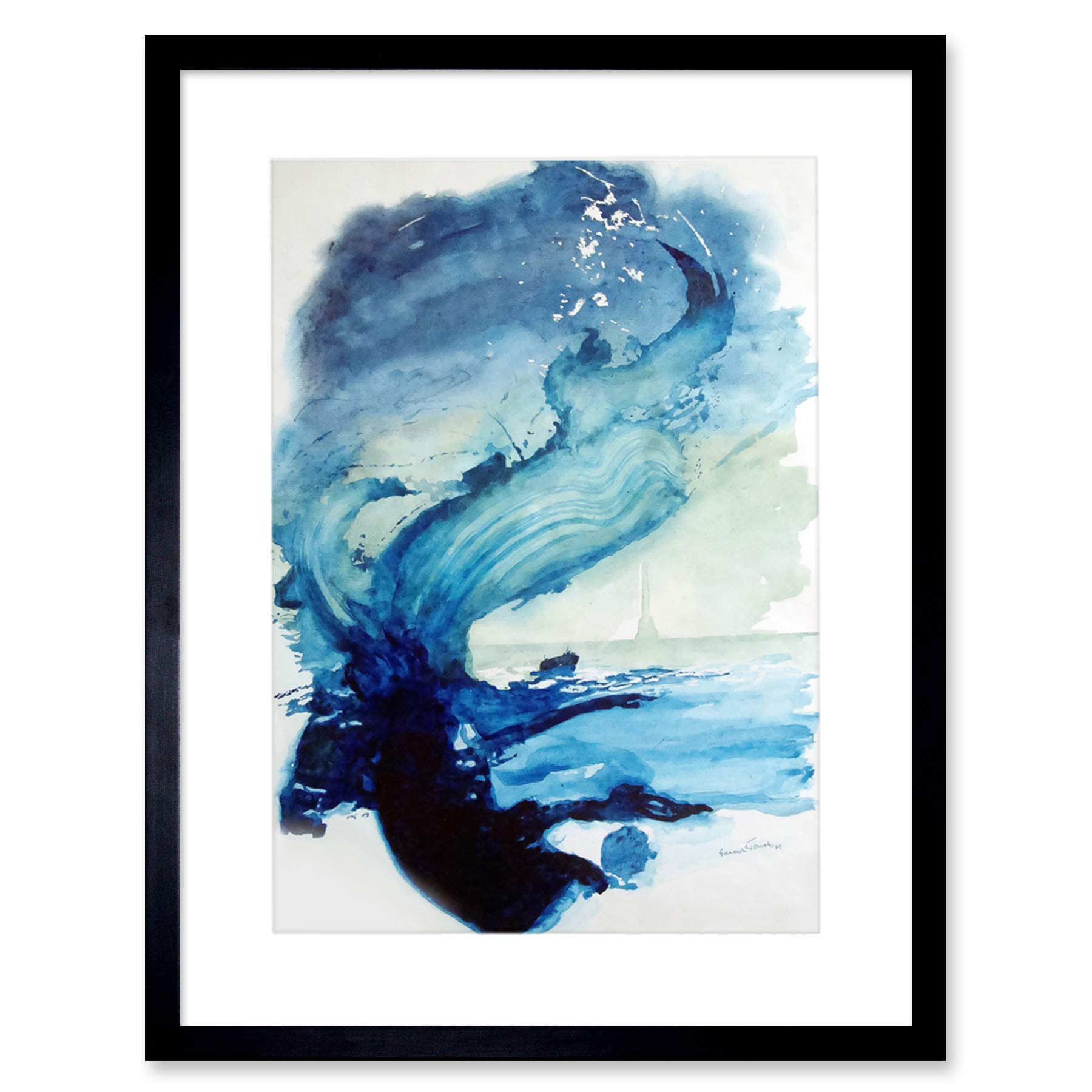 Wee Blue Coo Eduard Tomek Sea Abstract Artwork Framed Wall Art Print 12X16 Inch