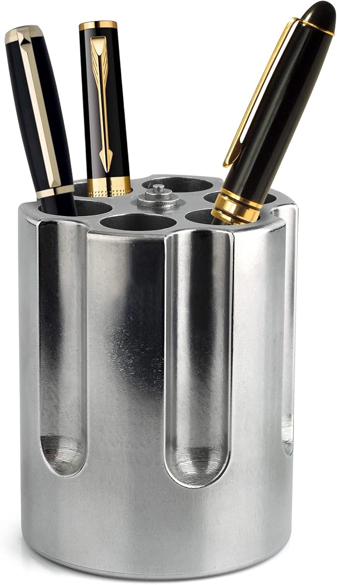 Barbuzzo Gun Cylinder Pen Holder & Paper Weight, Silver